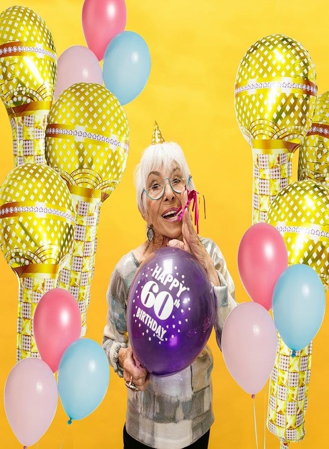 DEERMON Hip Hop Theme Gold Microphone Aluminum Foil Balloons, 4 Pack Inflatable Rock Star Blow up Microphone Balloon For Birthday Wedding Cosplay 80s 90s Musical Concert Themed Party Decoration - Image 5